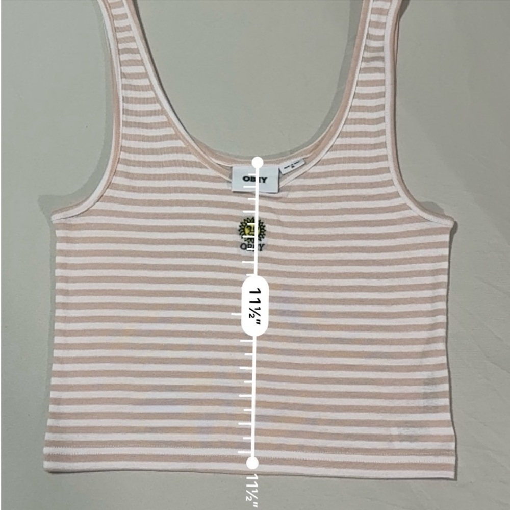 Obey Women’s Lightweight Sunny Stripe Crop Tank with Sun Embroidery Size Medium - Picture 7 of 8